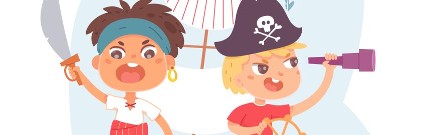 des enfants jouant aux pirates