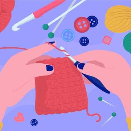 mains en train de crocheter