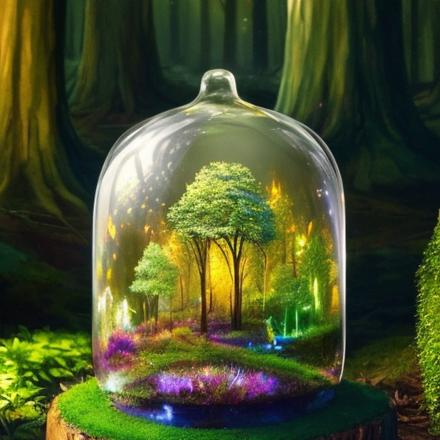 foret magique sous un globe