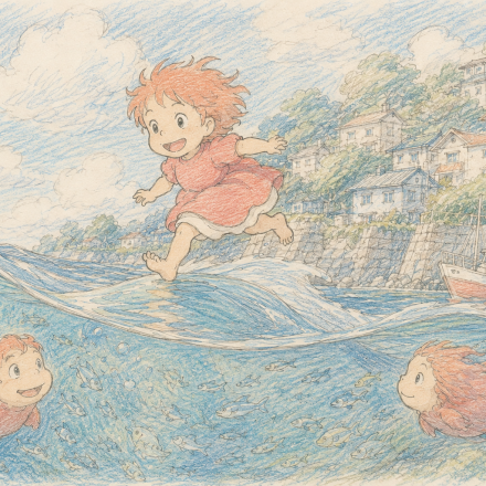 fillette courant sur l'eau